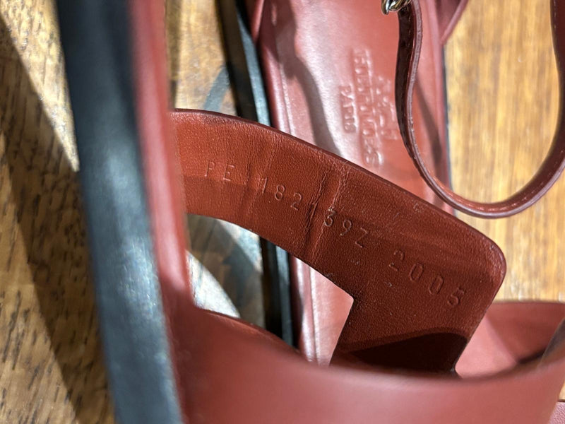 Hermes Rouge Leather Sandals