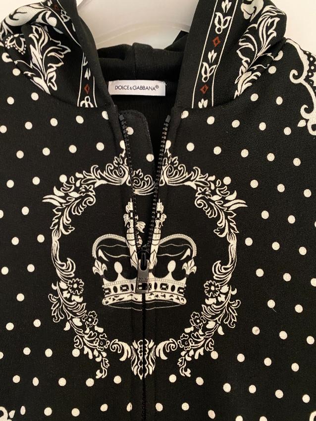 Dolce & Gabbana Kids 7-8Y Crown Print Zip Hoodie