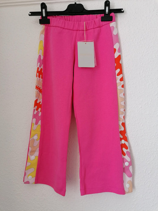 Pink cotton printed trim joggers