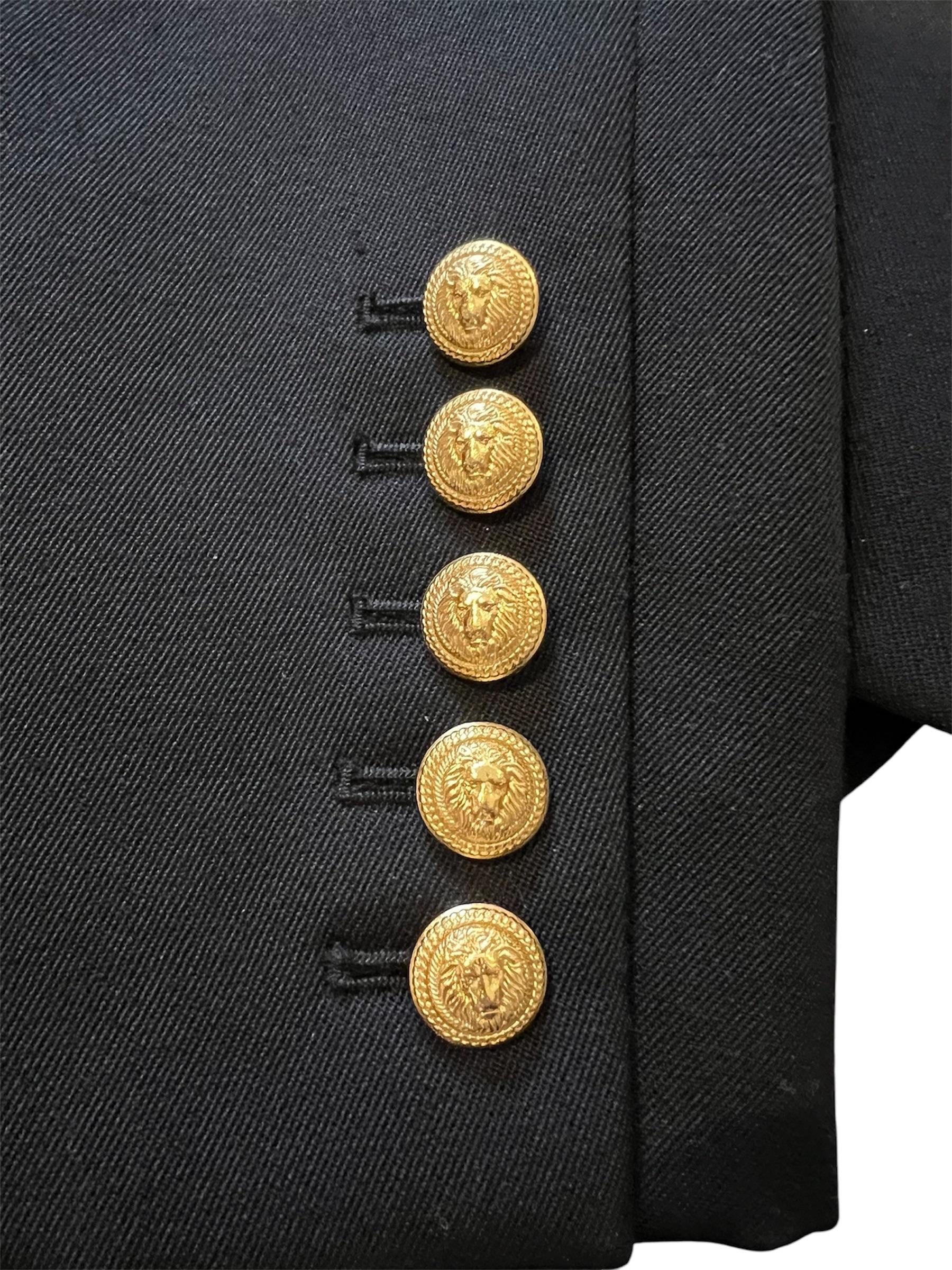Balmain Black Double Breasted Blazer with Gold Button Detail