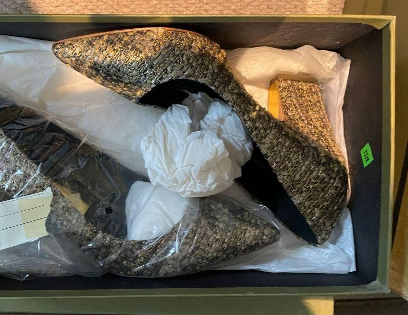 Rupert Sanderson Gold Tweed Heels