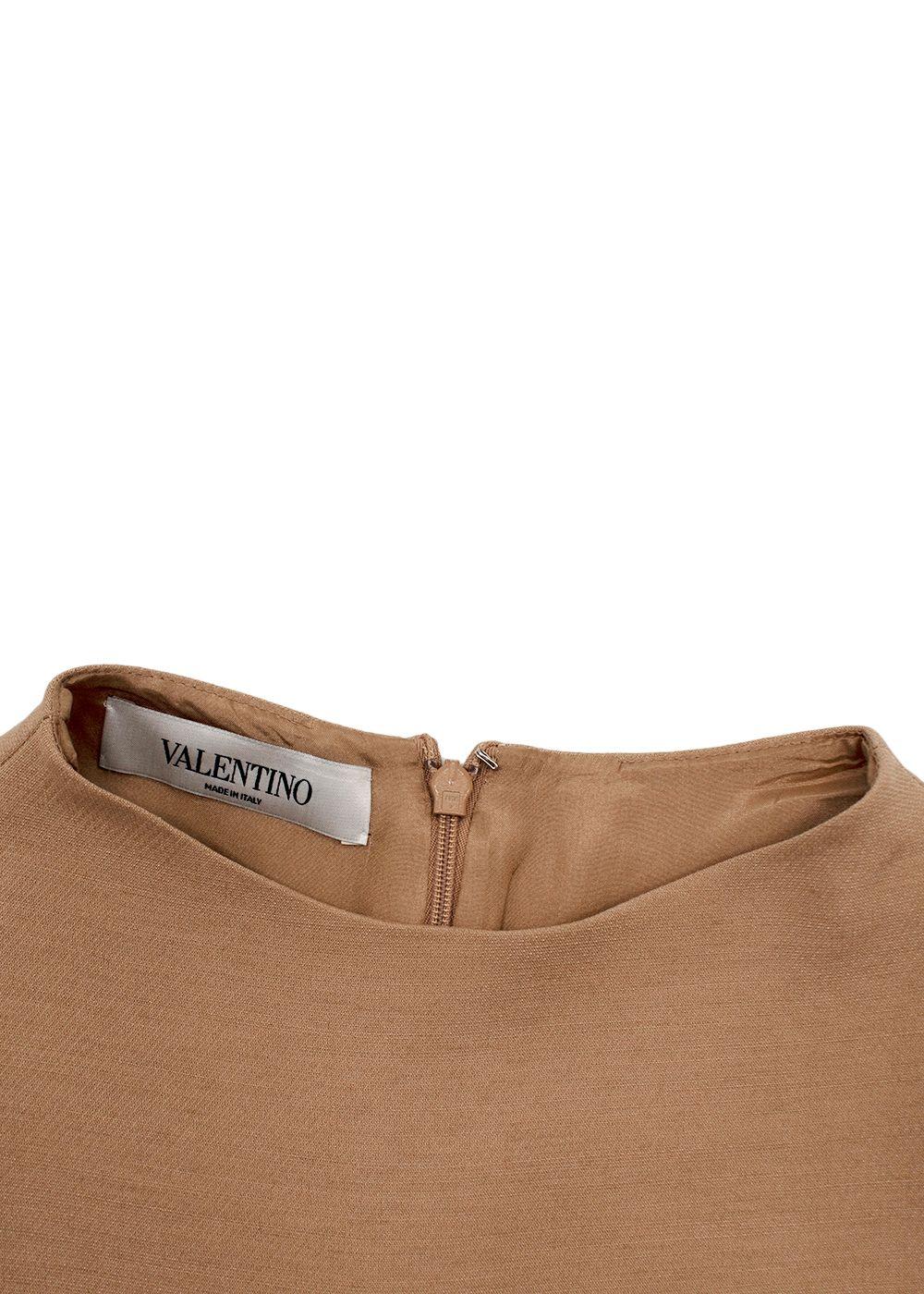 Valentino Wool Mock Neck Long Sleeve Camel Brown Top and Trouser Set