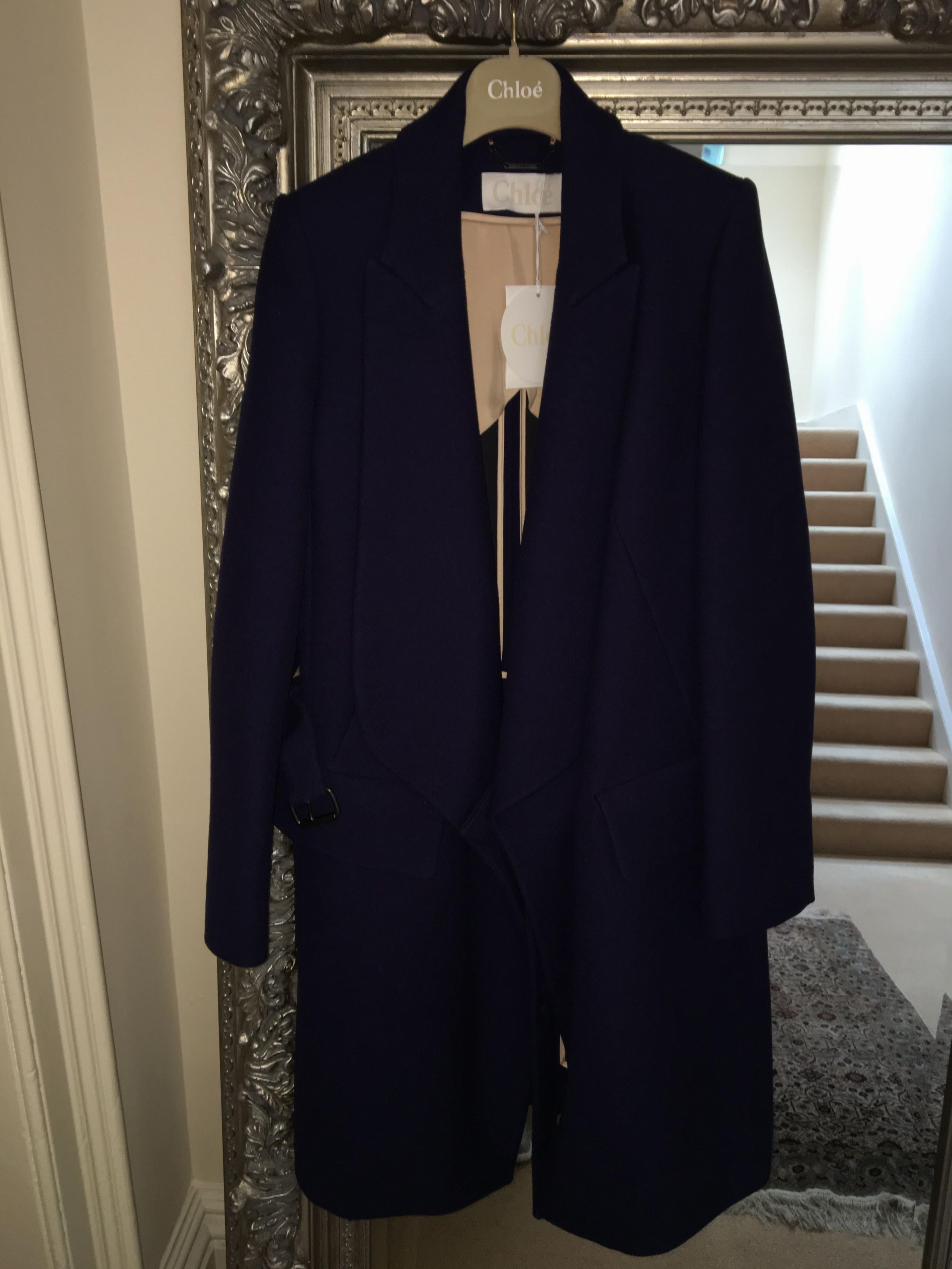 Chloe Indigo Wool-drill Coat
