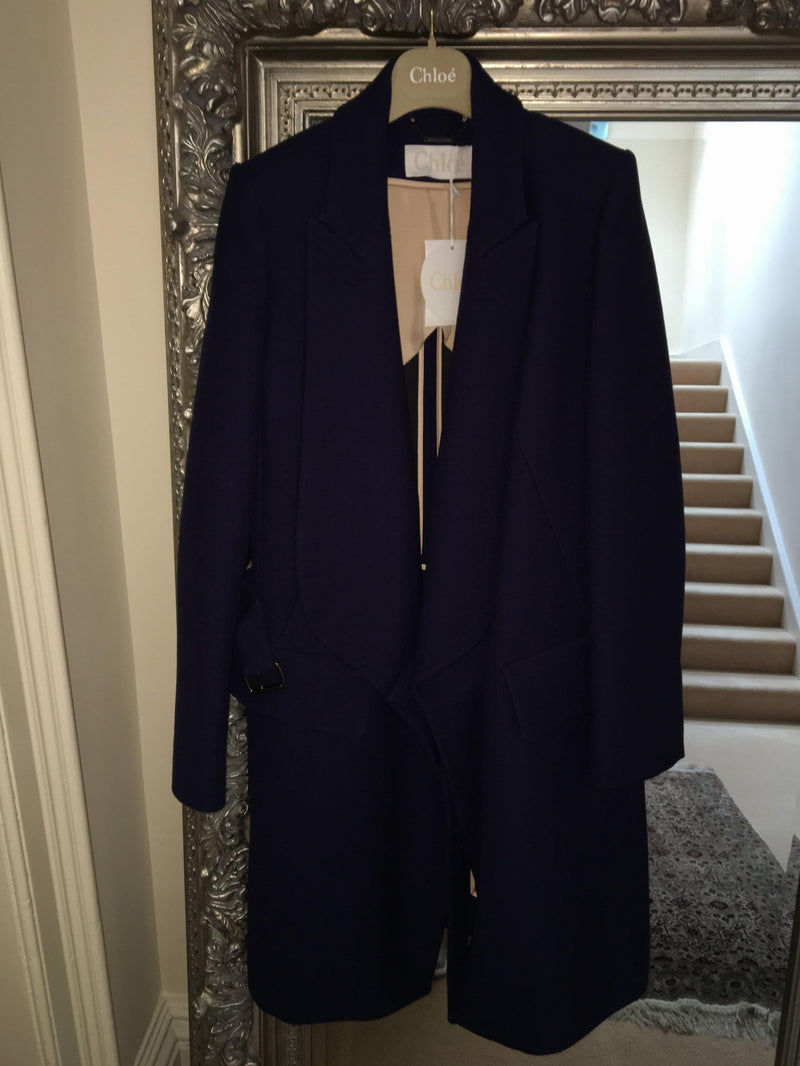 Chloe Indigo Wool-drill Coat