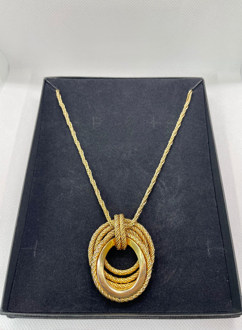 Dior Grosse Vintage Gold Plated Twisted Pendant Necklace