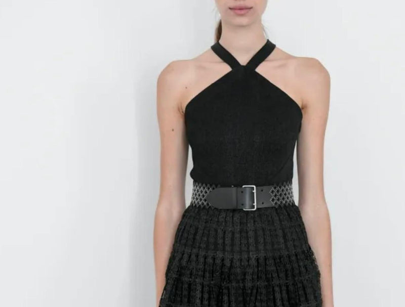 Black Halterneck Cropped Top