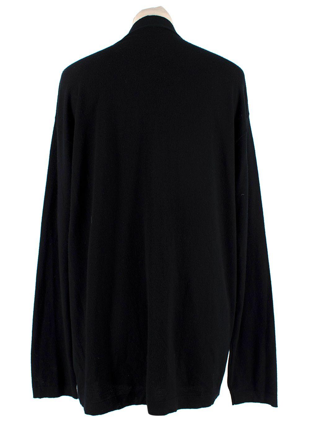 The Row Black Fine Knit Wool Cardigan