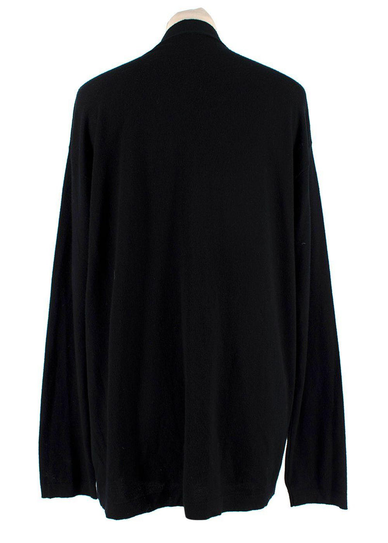 The Row Black Fine Knit Wool Cardigan