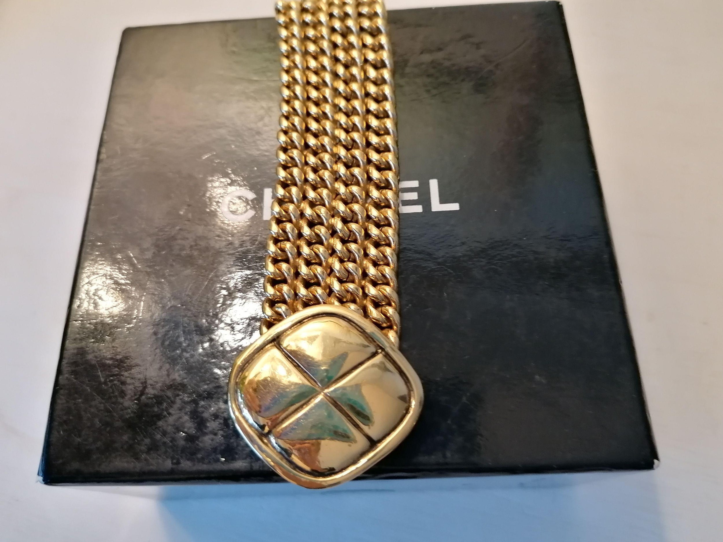 Chanel Vintage Gold Plated Chain Bracelet