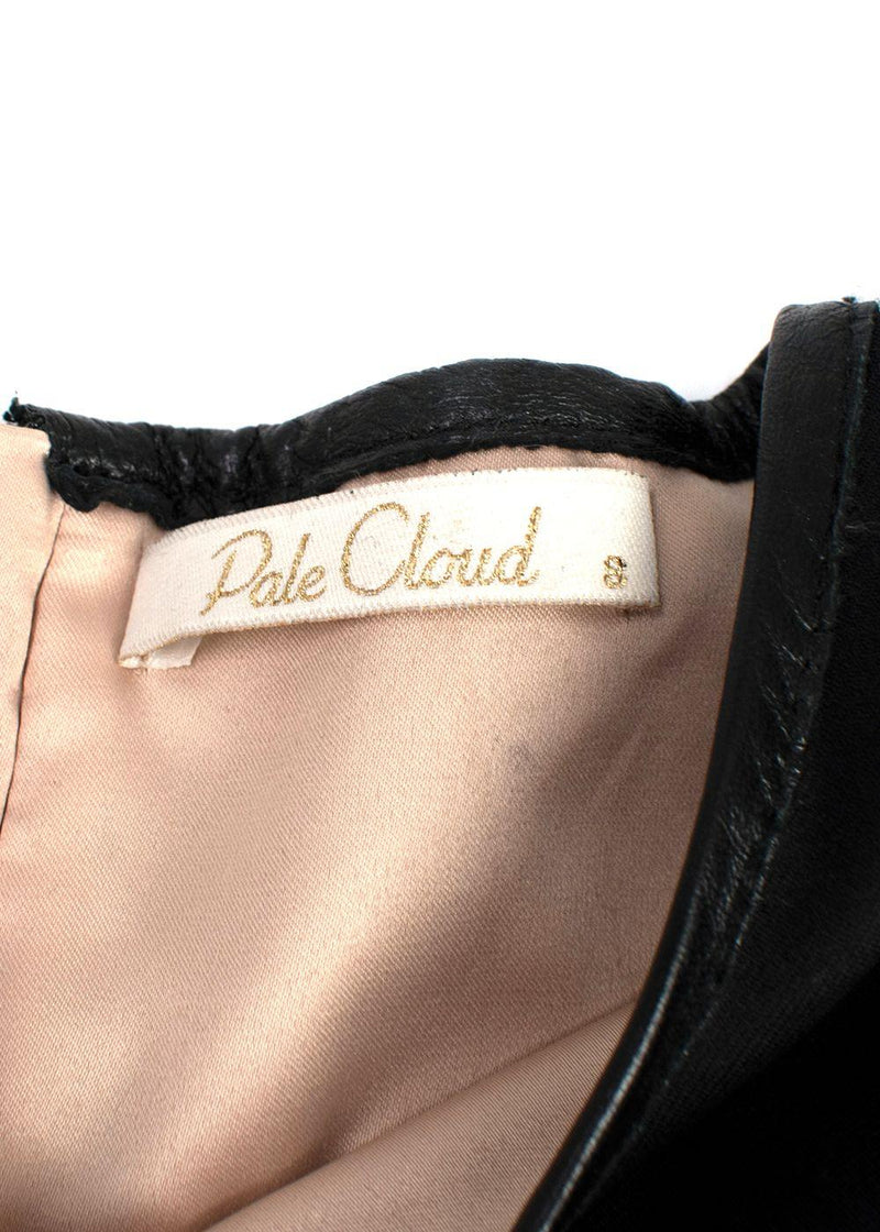 Pale Cloud Sleeveless Leather Trimmed Dress