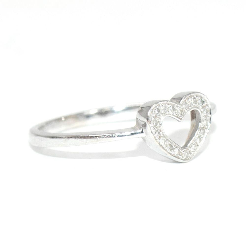Bespoke White Gold/Diamond Heart Ring Size 47