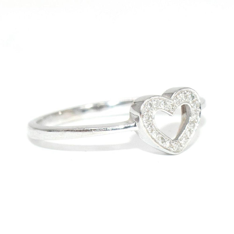 Bespoke White Gold/Diamond Heart Ring Size 47