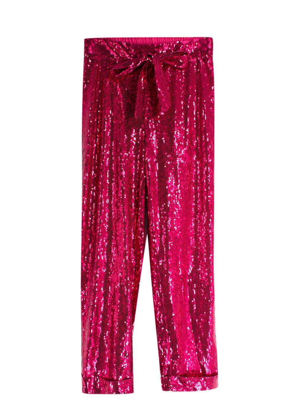 Nadine Merabi Hot Pink Sequin Shirt and Trouser Set