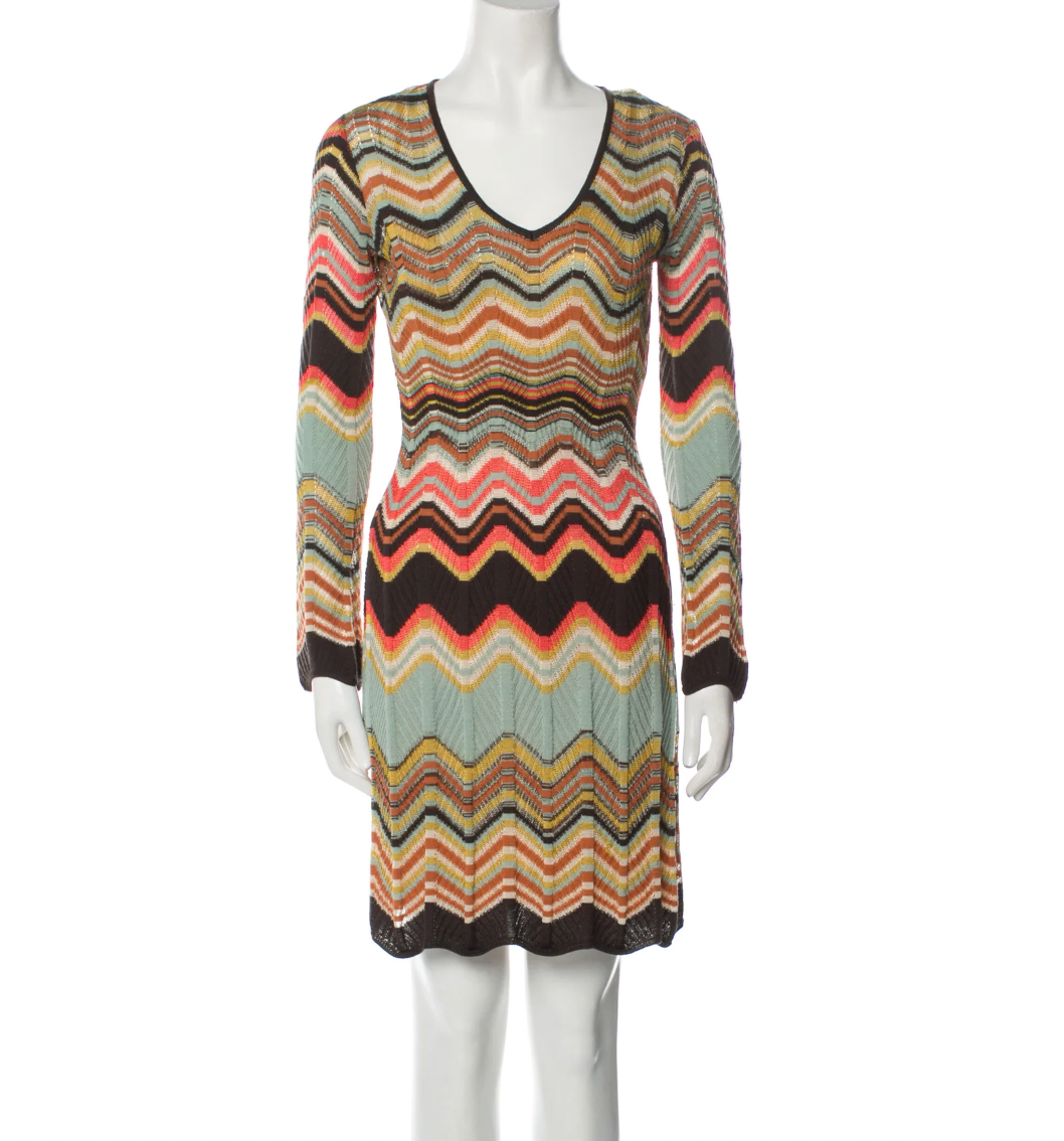 M Multioloured Zig Zag Knit Dress