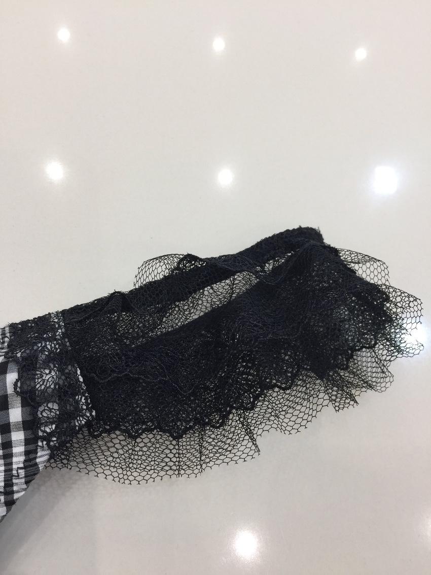 Chantal Thomass Black & White Tartan Check Bra & Thong Set