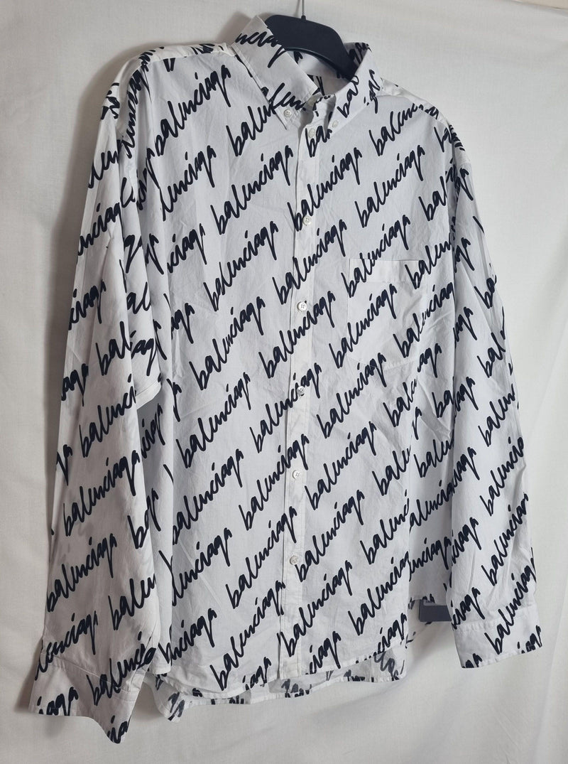 Wardrobe Unisex black & white cotton Scribble logo shirt