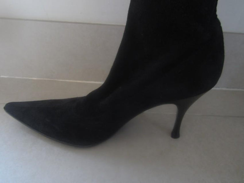 Sergio Rossi black suede over the knee boots