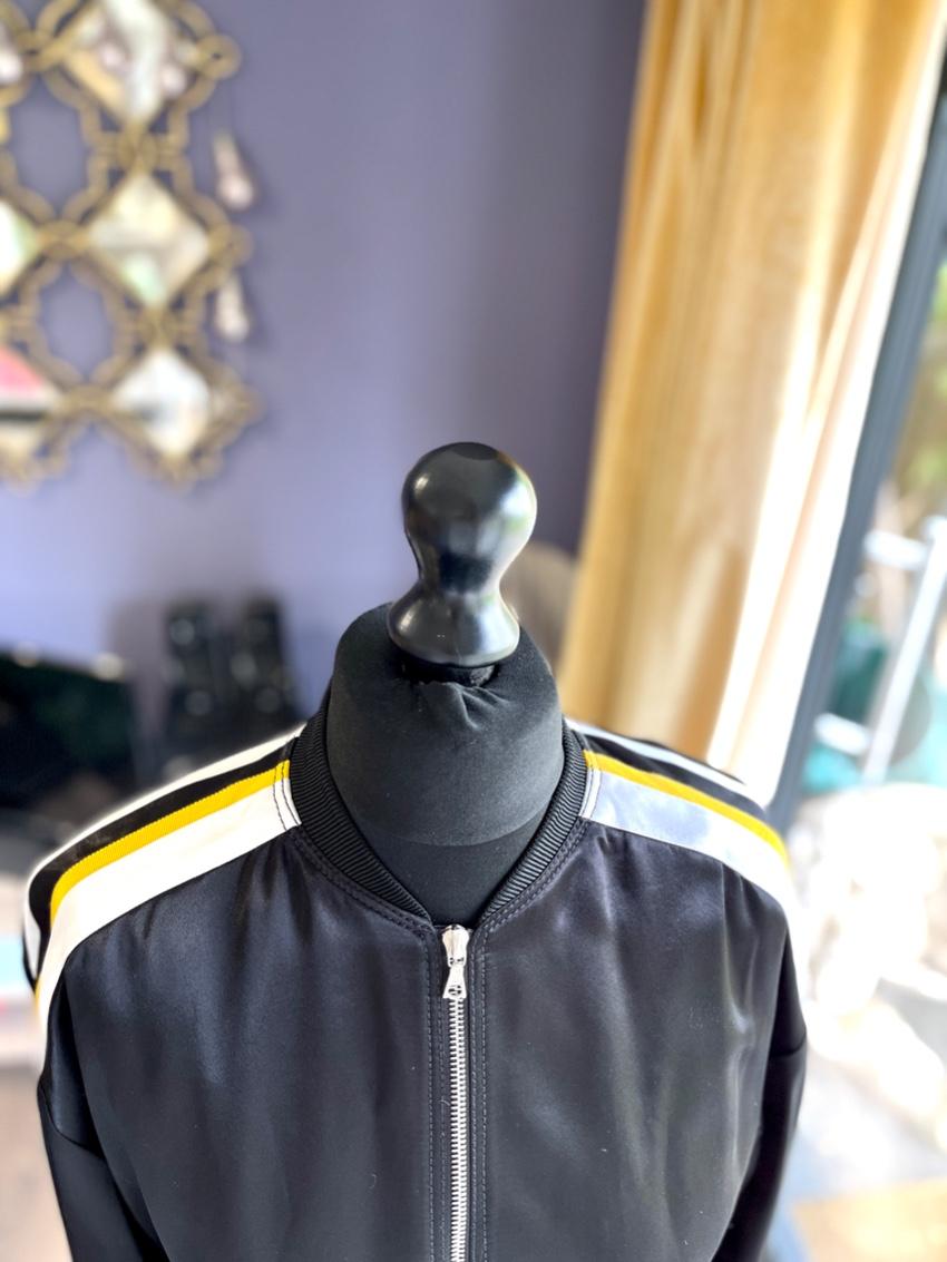Victoria Victoria Beckham Black Satin Longline Bomber Jacket