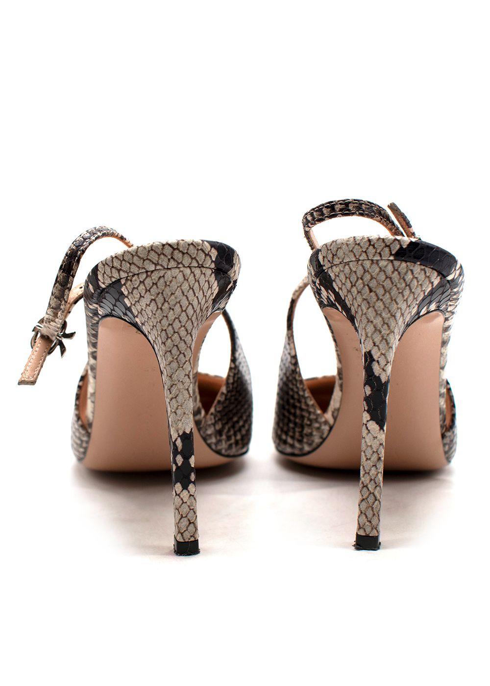 Gianvito Rossi Snake Skin Effect Square Toe Heels