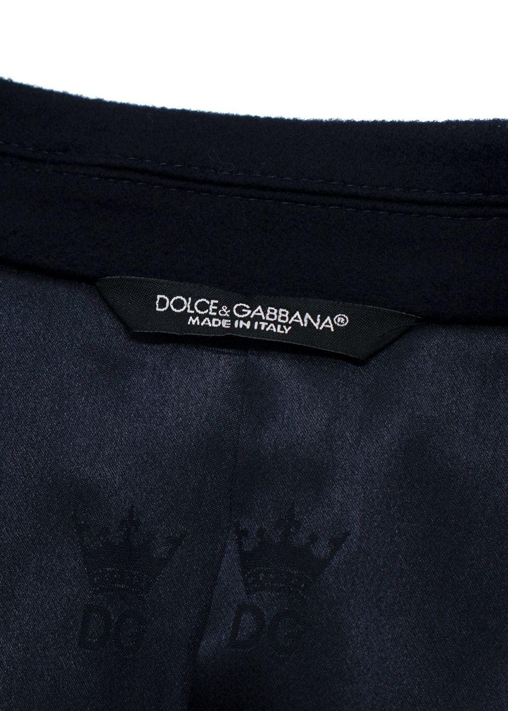 Dolce & Gabbana Navy Single Breasted Wool Coat