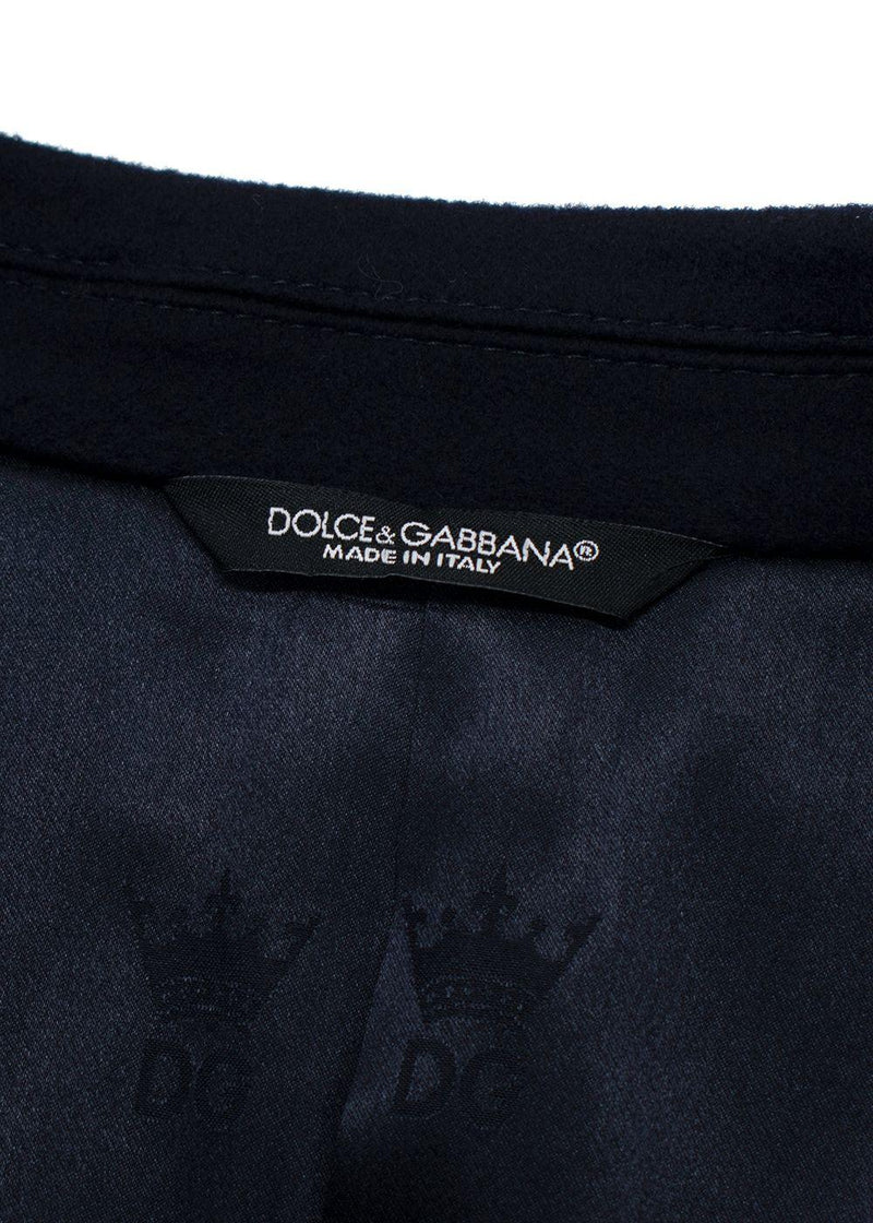 Dolce & Gabbana Navy Single Breasted Wool Coat