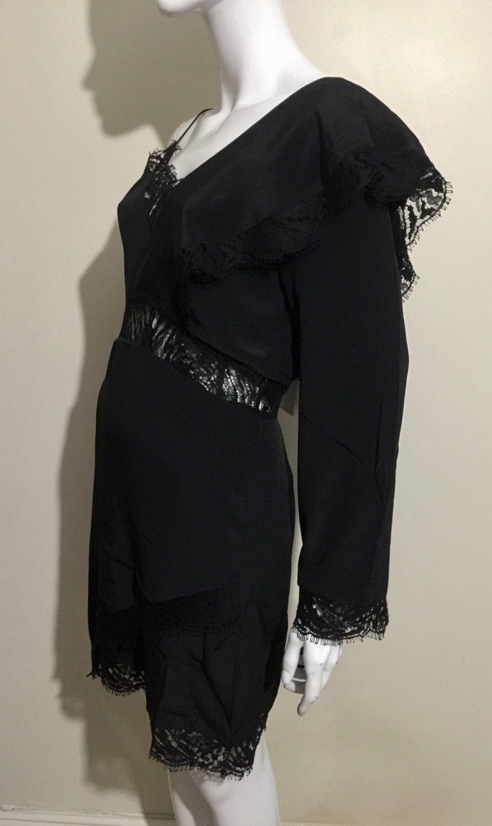 Black silk & lace one shoulder dress