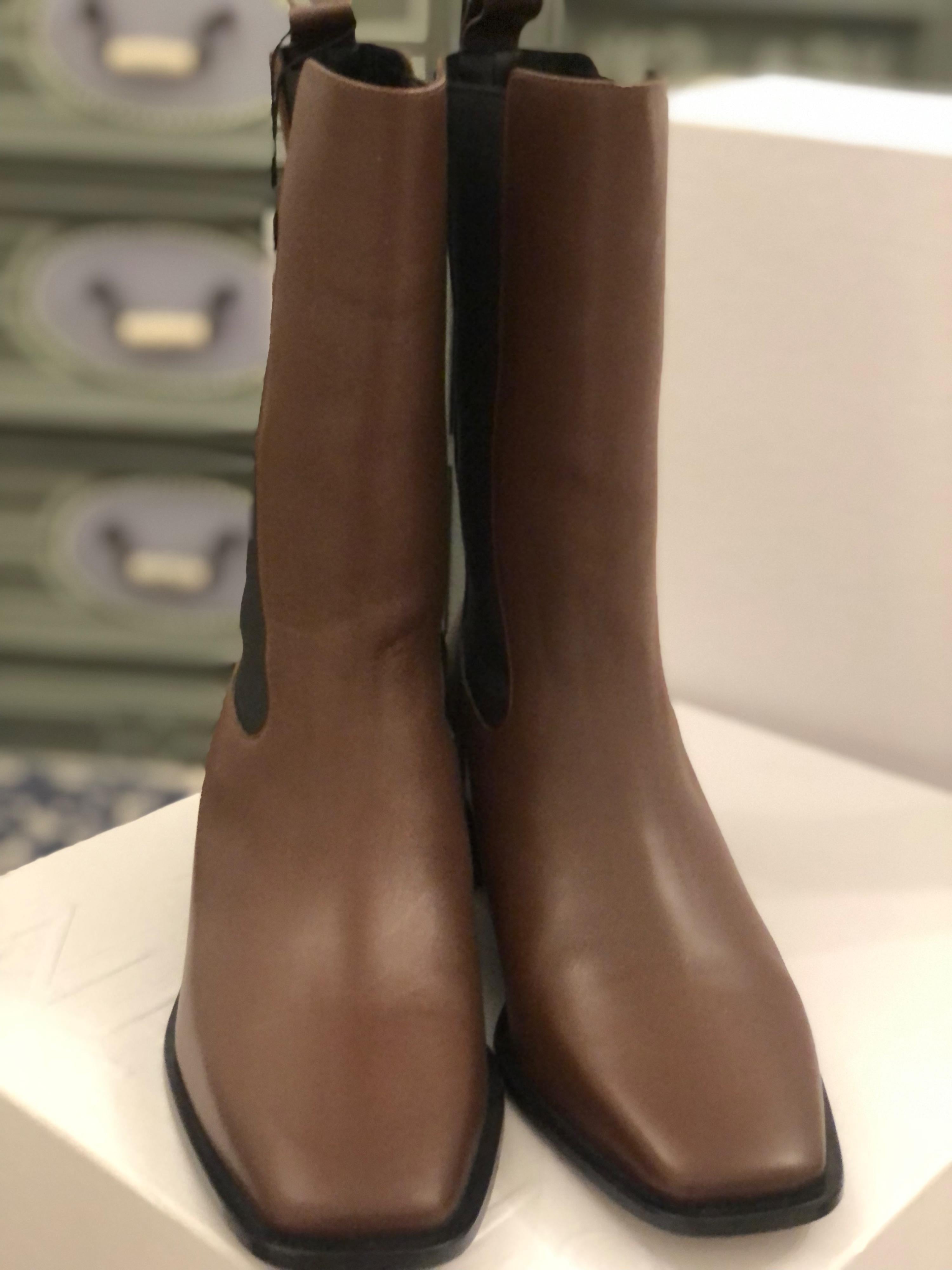 Neous Brown Leather Mid-Length Chelsea Boots