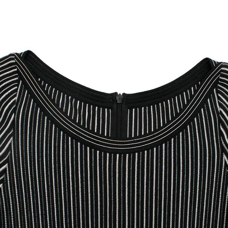 Alaia Black & White Striped Knit Skater Dress