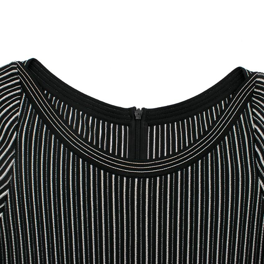 Alaia Black & White Striped Knit Skater Dress