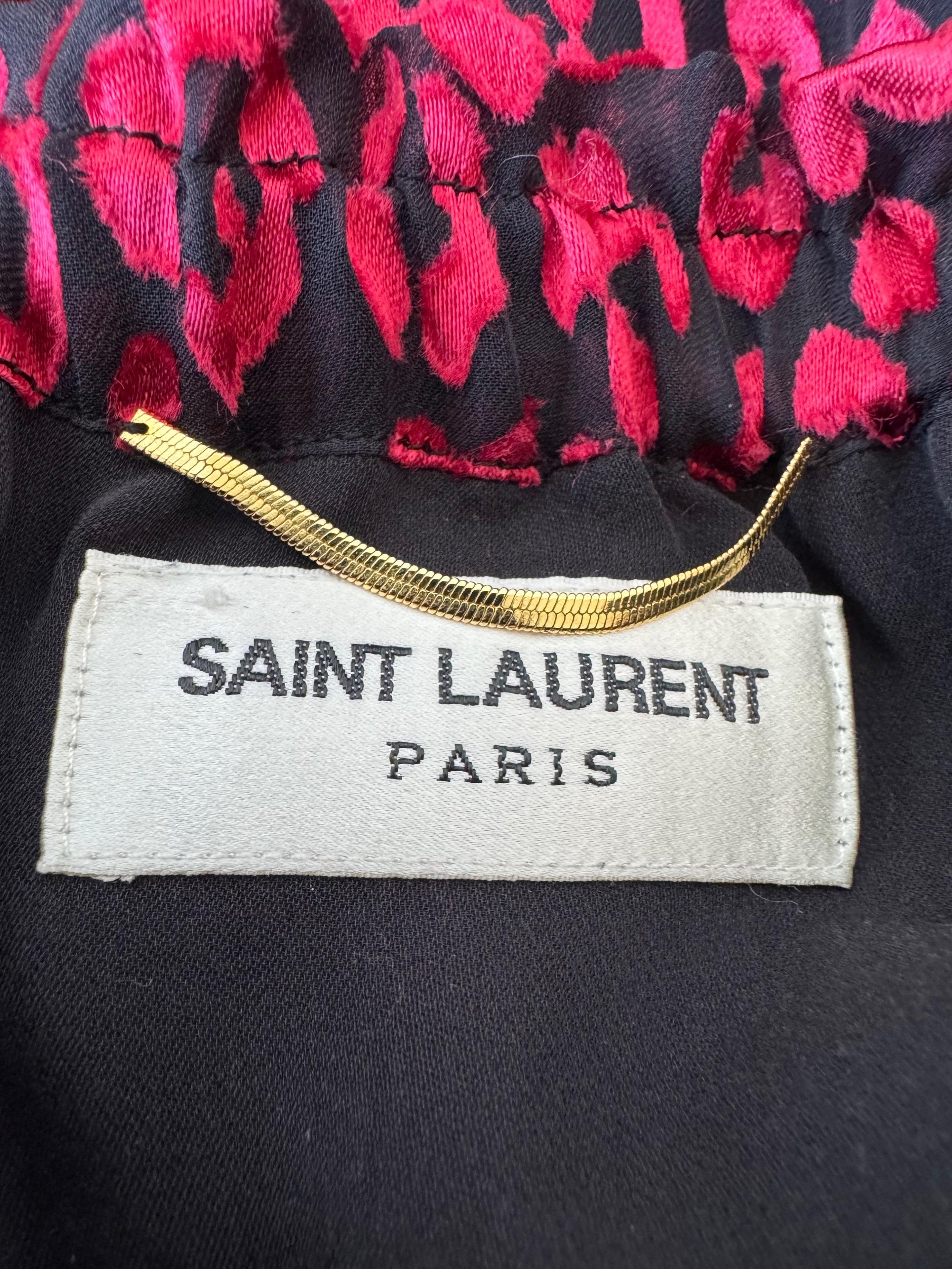 Saint Laurent Red Bardot Silk Mini Dress