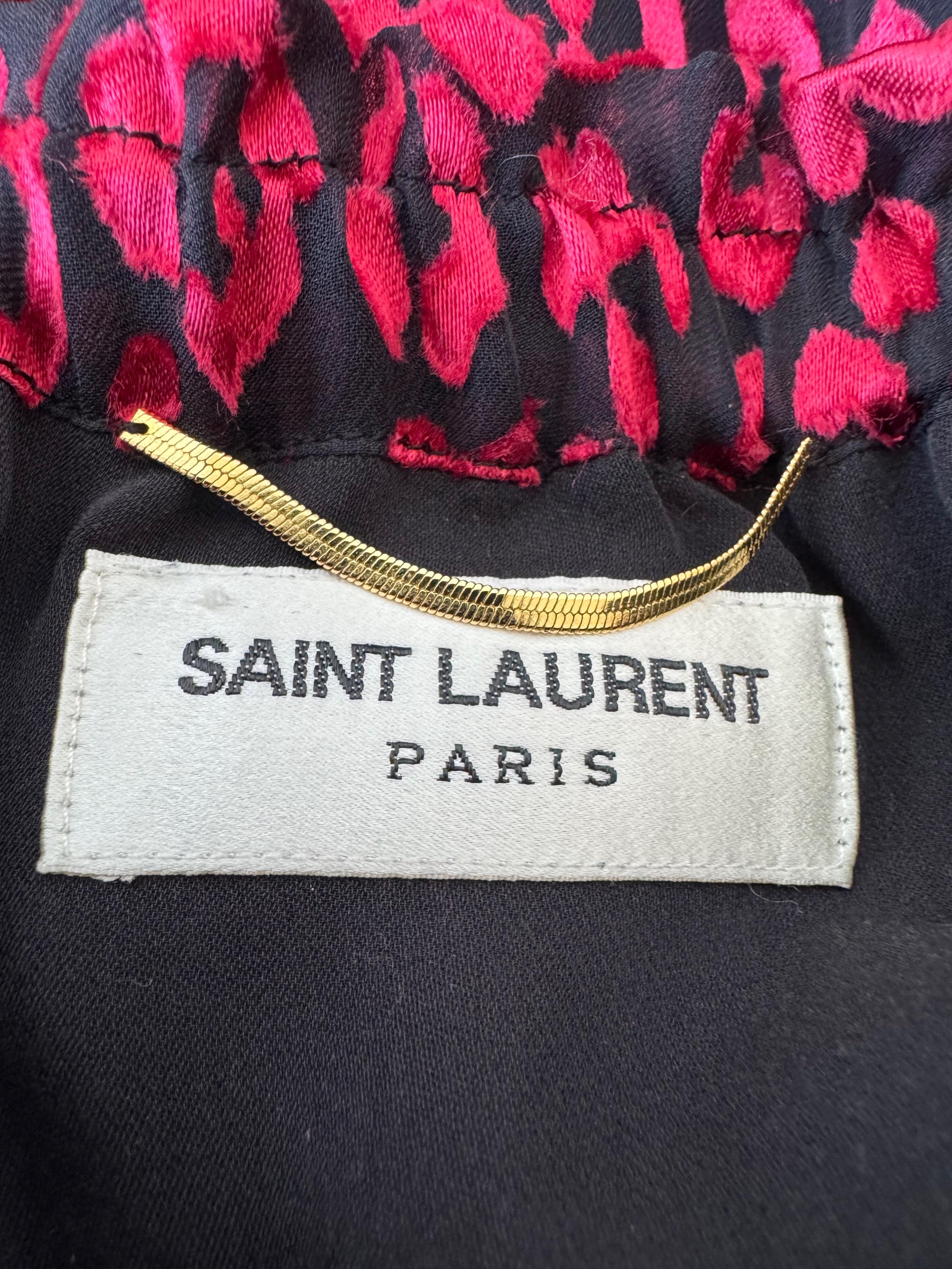 Saint Laurent Red Bardot Silk Mini Dress