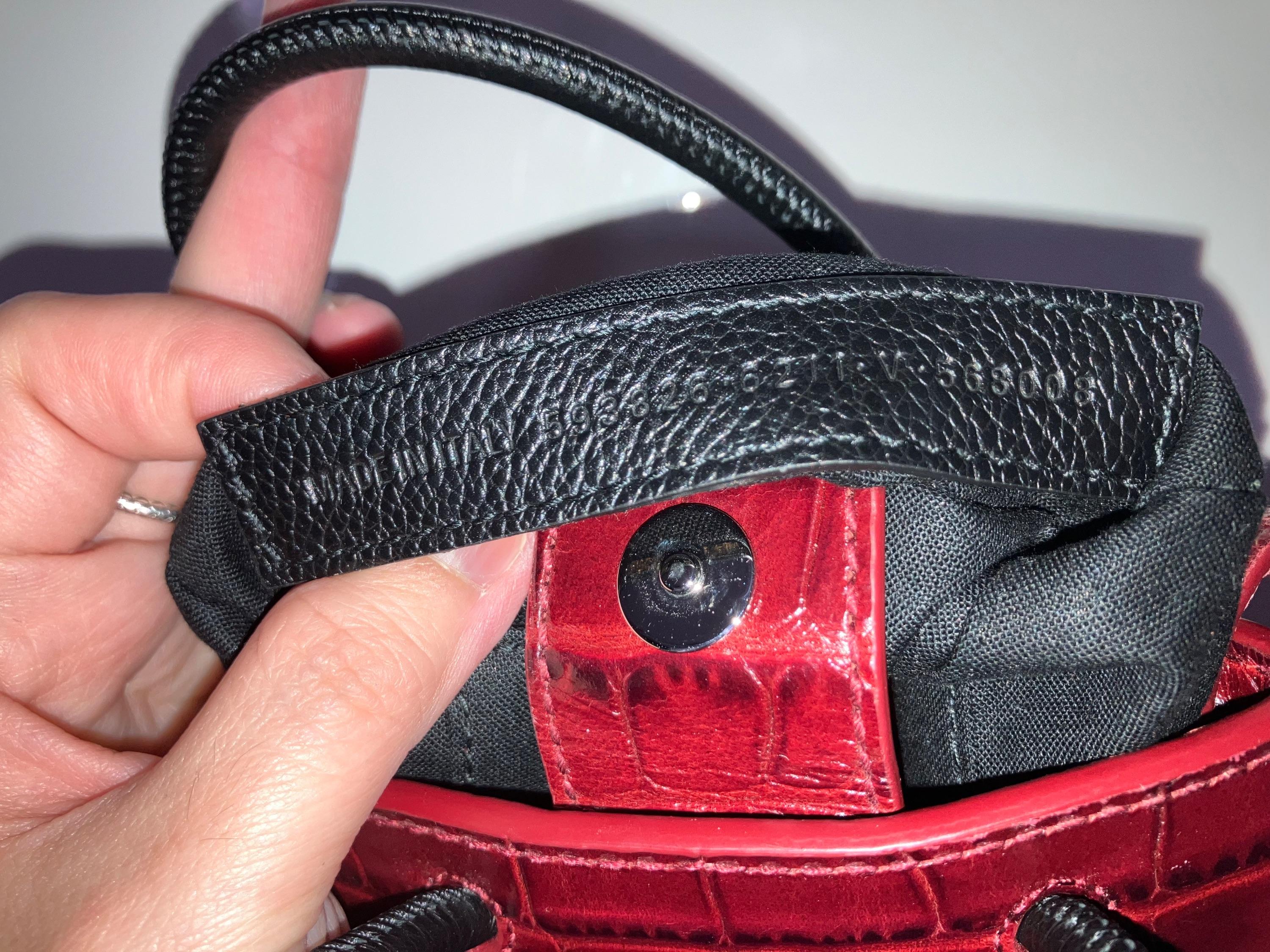 Balenciaga Red Croc Embossed Leather Phone Holder