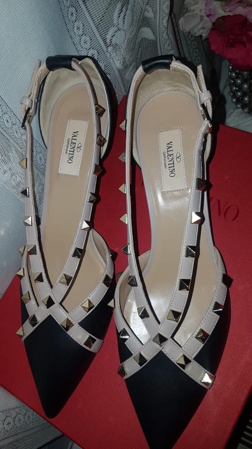 Valentino Rockstud Cross Strap Leather D'orsay Shoes