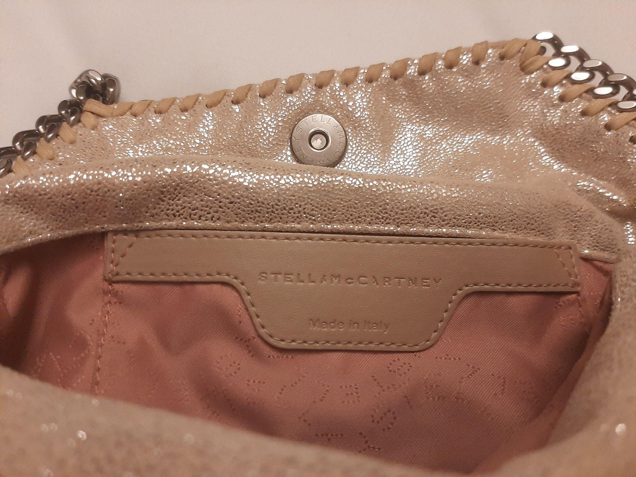 Silver metallic Shaggy Deer Falabella mini tote bag