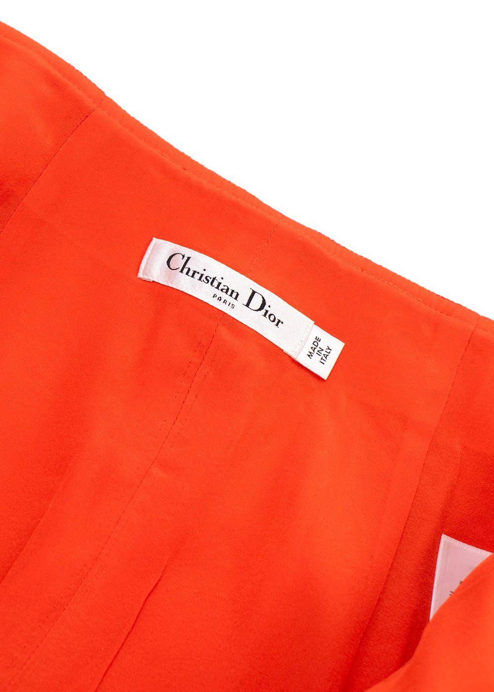 Dior Bright Orange Virgin Wool Mini Wrap Skirt