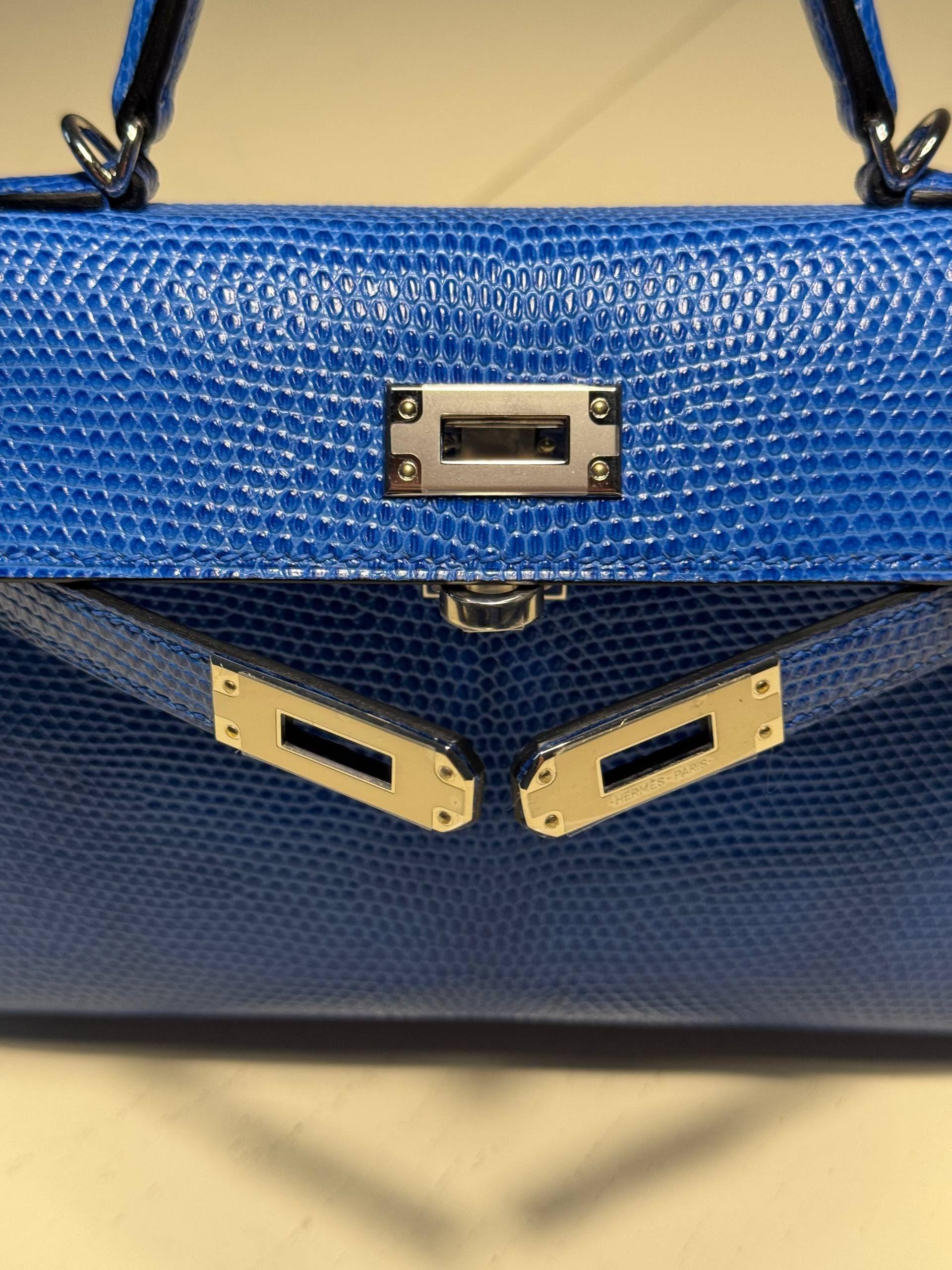 Hermes Rare Bleu Sapphire Mini Kelly II - Full set with receipt No CITES