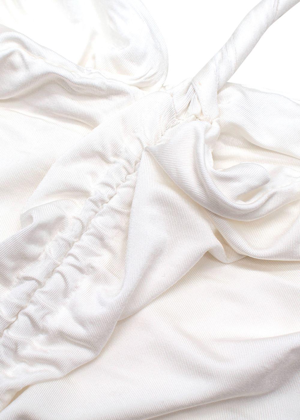 Magda Butrym White Draped Bandeau Top with Rose Applique