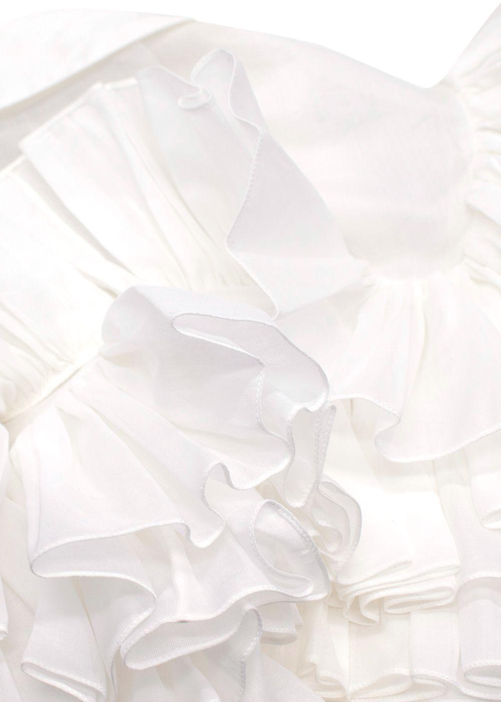 Alaia White Fine Cotton Frilly Blouse