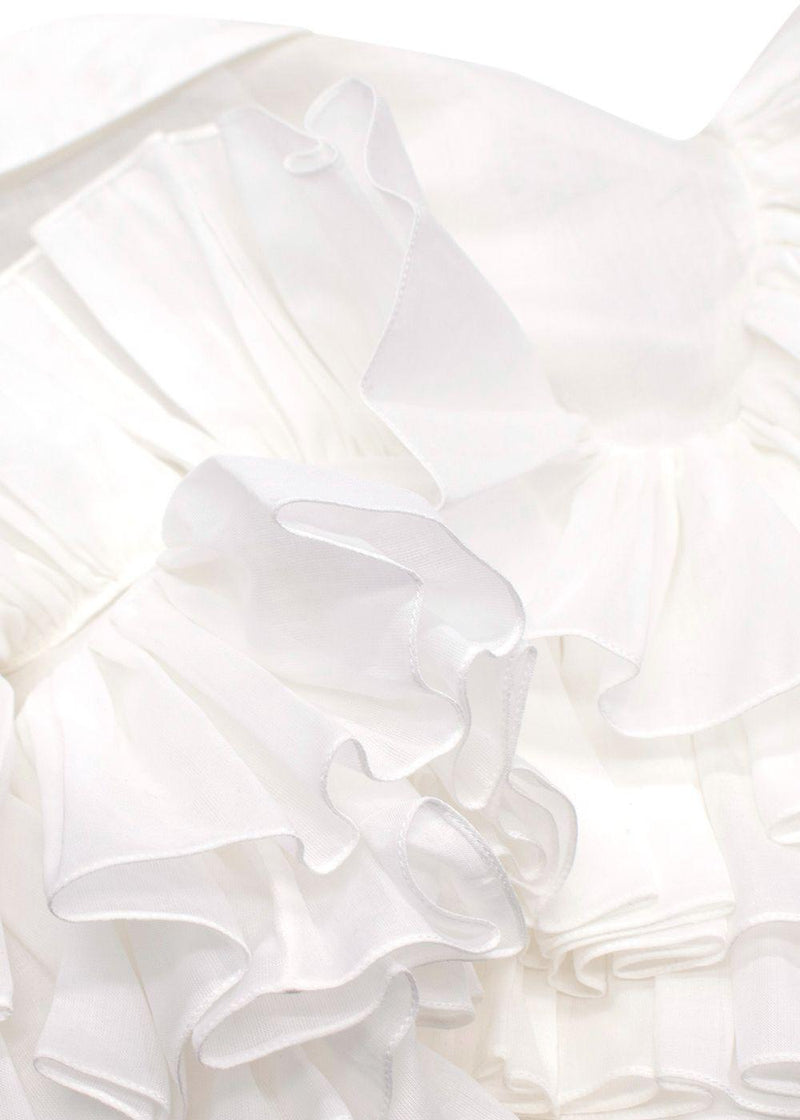 Alaia White Fine Cotton Frilly Blouse