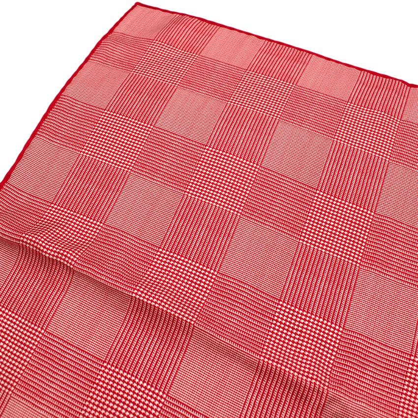E.Marinella Red Silk Checkered Pocket Square