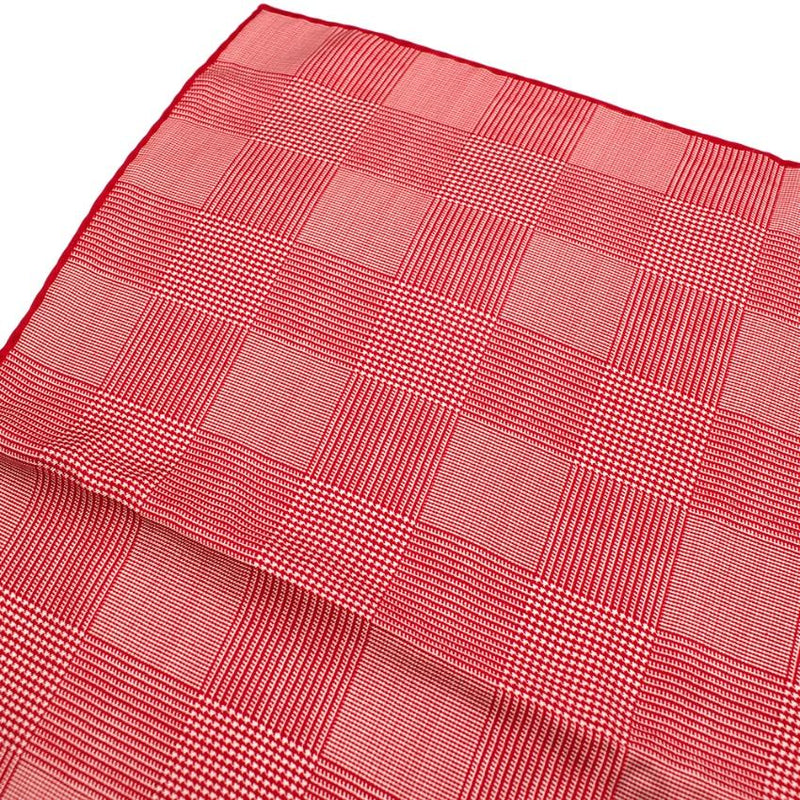 E.Marinella Red Silk Checkered Pocket Square