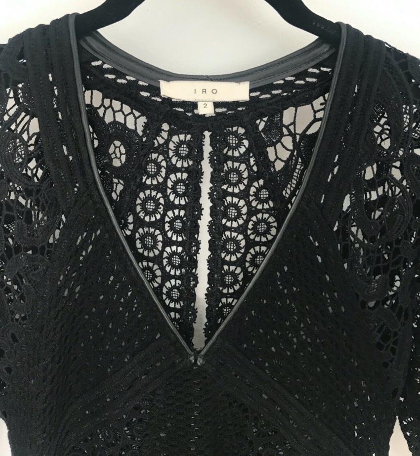 IRO black crochet rovea mini dress