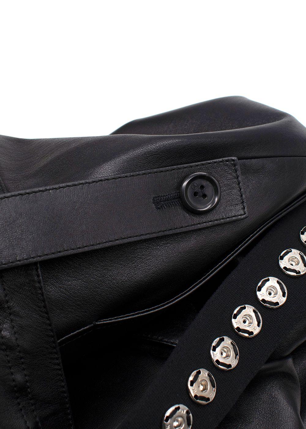 Louis Vuitton Black Kick Flare Leather Trousers with Stud Detail