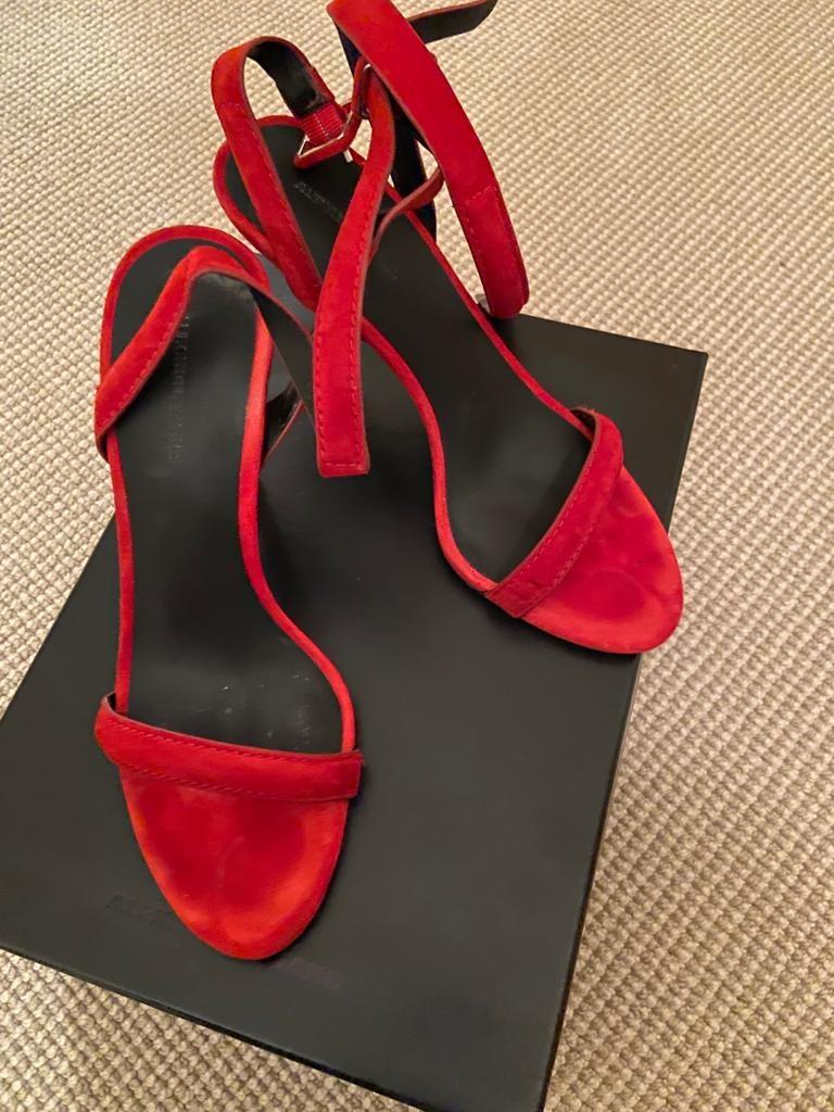 Alexander Wang Antonia Red Suede Sandals