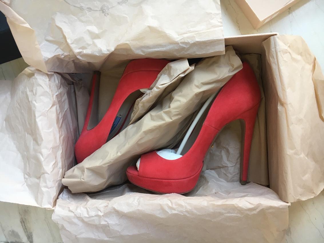 Prada Suede Peep-Toe Pumps