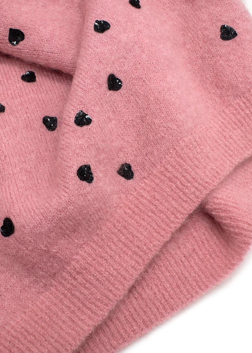 Valentino Pink Sequin Embellished Mohair Blend Jumper