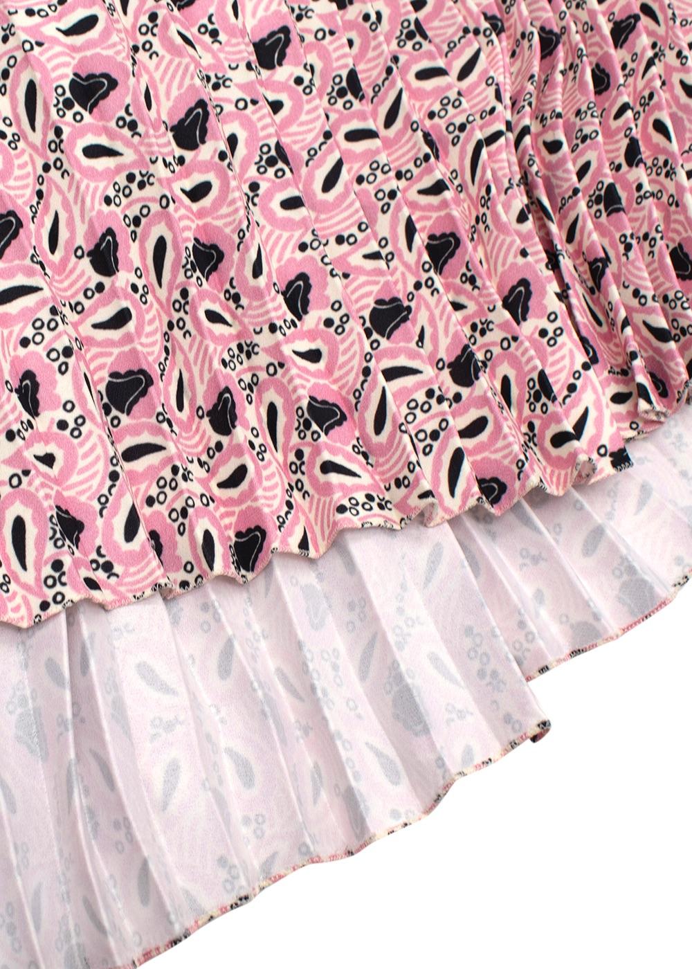 Prada Pink Floral Pleated Midi Skirt