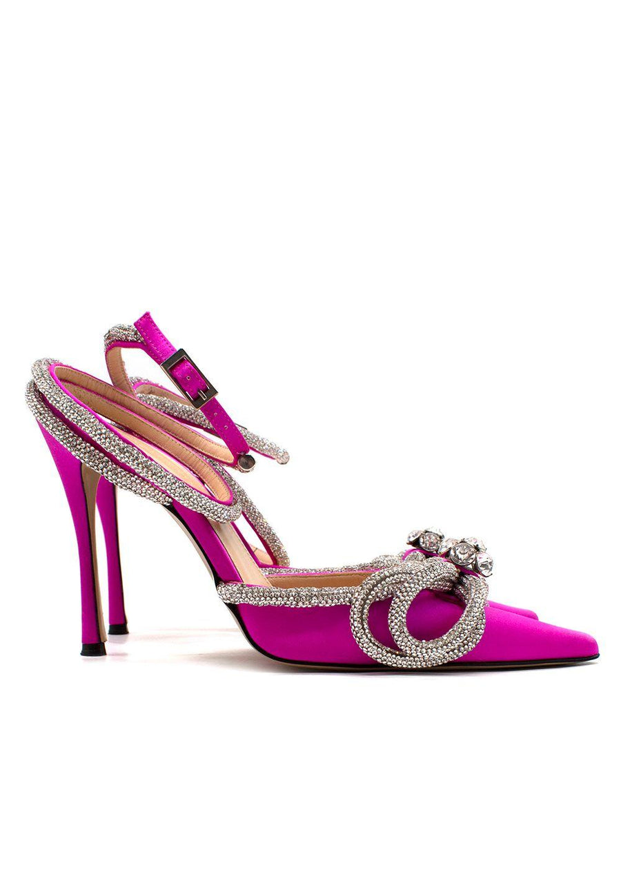 Mach & Mach Fuscia Double Bow Satin Pumps