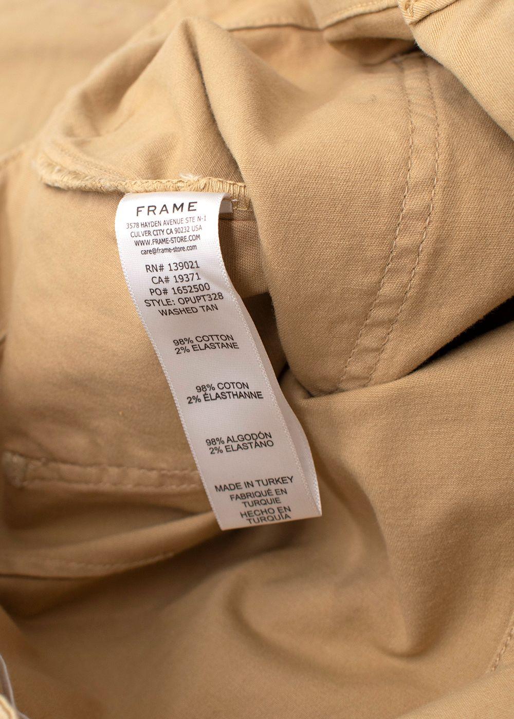 Frame Beige High Rise Cropped Twill Cargo Trousers