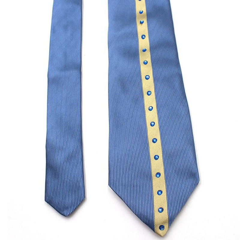 Duchamp Silk Blue & Gold Panel Diamante Tie